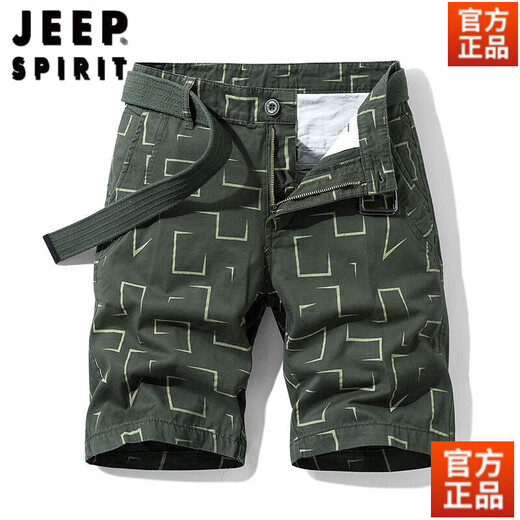 JEEP SPIRIT纯棉短裤男士夏季六分裤工装马裤运动休闲裤中青年薄款休闲裤男潮 17152-军绿色 28
