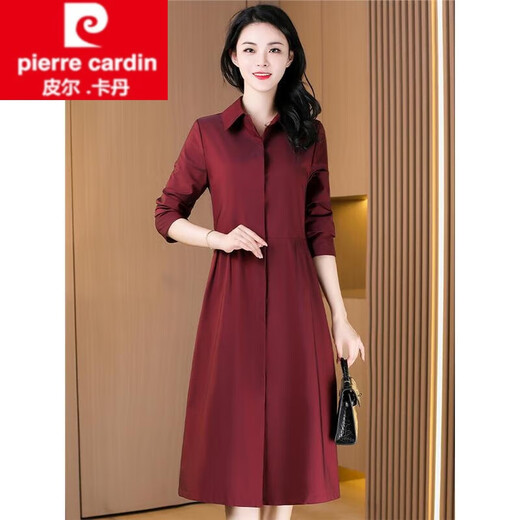 Veste de brise-vent pour femmes de Pierre Cardin pour femmes mi-longueur 2025 Nouveau style de tempérament Célébrité simple couche heureuse belle-mère printemps et manteau d'automne Nouveau produit Rose rouge xl