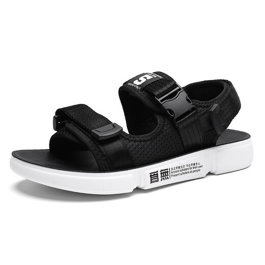 Changxiang Huili Junior High School Schüler Sandalen für Männer im Frühjahr und Herbst und Sommer Outdoor Casual Beach Schuhe Männer koreanische Klettverbände Sandalen Männer W9921 All Black 43