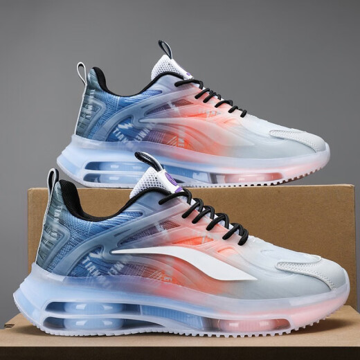 GUQIAN men's shoes autumn and winter new sports and leisure running air cushion shock-absorbing junior high school students heightening dad trendy shoes men's sky blue 41