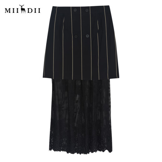 [High-end series] Answer to the mystery 2022 autumn new retro fashionable two-piece lace skirt 223GB1048 black flower XS