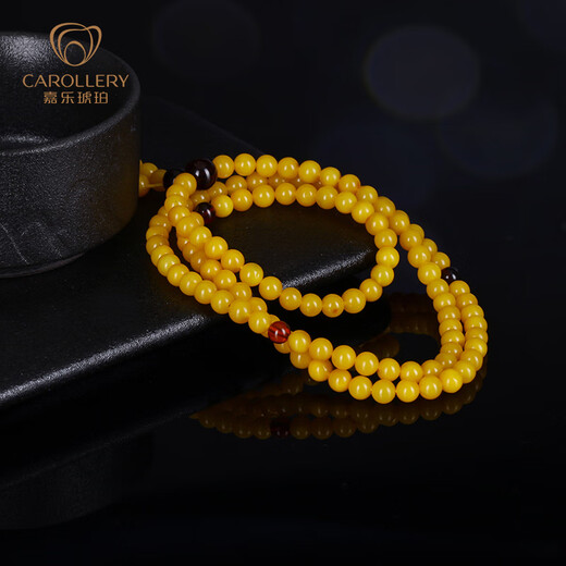 Jiale Amber Beeswax Bracelet 108 Rosary Beads Women's Old Wax Beads Multi-circle Bracelet Chicken Oil Yellow Amber Jewelry 108 Pieces About 9g/A0187