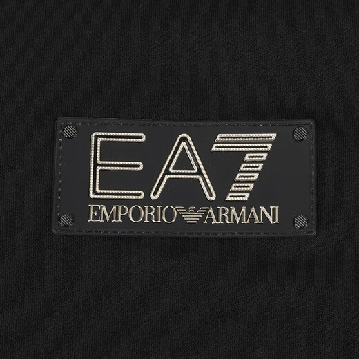 阿玛尼（ARMANI）男装男短袖t恤时尚圆领胸前字母logo图案 11151礼物 黑色 L