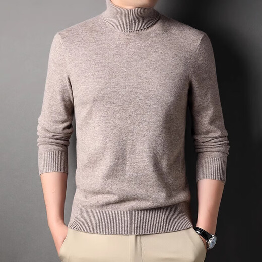 DVW luxury high-end brand wool sweater men's worsted pure wool autumn and winter thickened solid color turnable turtleneck sweater gray powder 100% pure wool L 175 reference weight 135-150Jin Jin equals 0.5 kg