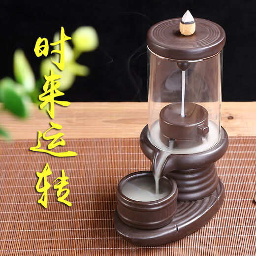 American and foreign new Chinese Zen backflow incense burner, glass cover, windproof, indoor household ornaments, sandalwood, agarwood, smoke, Pixiu base - Meditation Monkey King 60 mixed floral G