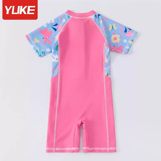 Yuke children's swimsuit girls summer 2024 new quick-drying sun protection one-piece swimsuit girls small, medium and large children baby swimsuit lilac camouflage XL size (recommended height 110 120cm)