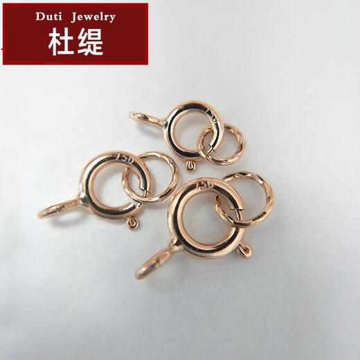 Duti 18K gold spring buckle with glossy ring AU750 connecting buckle braided hand rope buckle head DIY semi-finished accessories small round buckle k yellow (4.5mm buckle + word stamp + 2 circles)
