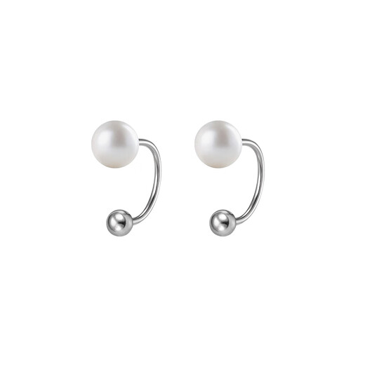 Xiangnan 999 sterling silver freshwater pearl earrings for women 2025 new popular earrings niche high-end earrings birthday gift 999 silver pearl earrings silver (pair)
