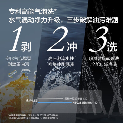 FOTILE household built-in dishwasher NT03S 12 sets of under-stove first-class water-efficiency sterilization and drying 4+2 washing programs large-capacity household NT03S integrated washing, disinfecting, drying and storage