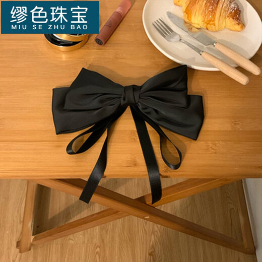 缪色（MiU Se）夏季大蝴蝶结飘带发夹女感后脑勺顶夹弹簧夹发卡夹子发饰头饰 B22671米色GSF-B07-102-2