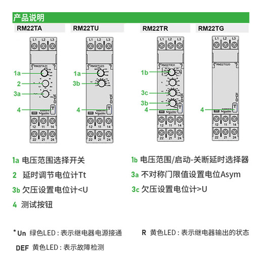 Schneider phase sequence relay RM22TG202 three-phase control 2 open 2 closed phase loss protector control relay RM22TG20