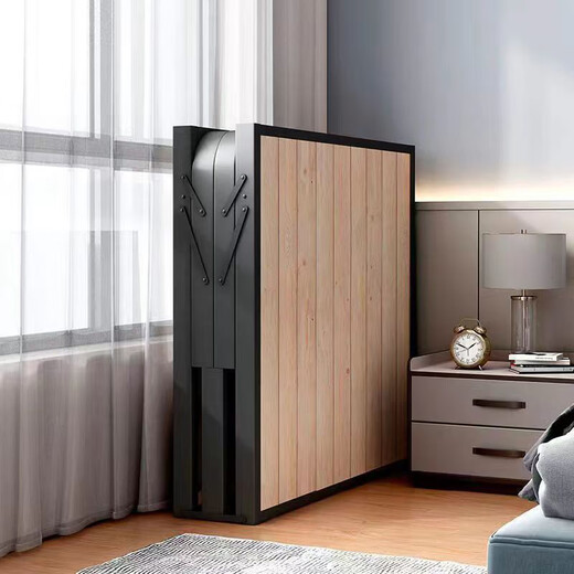 L/s sábanas plegables para la cama para el almuerzo en el hogar. Doble camisa de madera maciza Campo de cama de cama simple acompañante Campo silencioso de madera maciza reforzada 1.5*2 metros BGC866