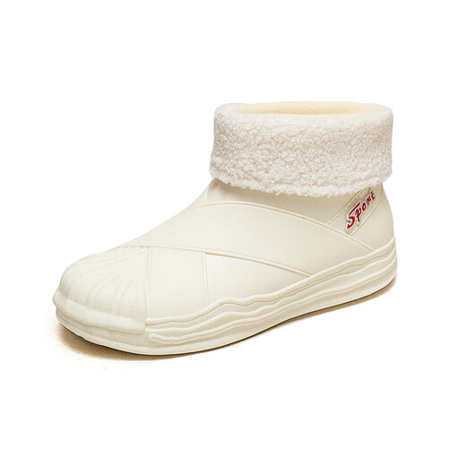 Bainike Regenstiefel für Frauen mit nicht rutschfesten modischen wasserdichten Schuhen für Frauen mit kurzen Röhrenregenstiefeln tragen resistente und warme Küchengummischuhe für Frauen mit niedrigem Beige 38