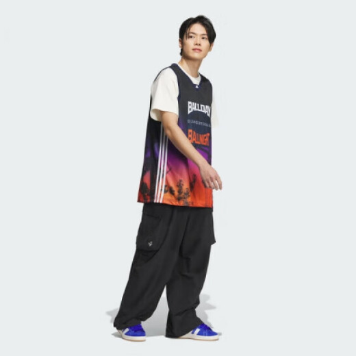 阿迪达斯 （adidas）男装 图案印花双面穿男士篮球运动背心T恤 IT4733 JI9761 M