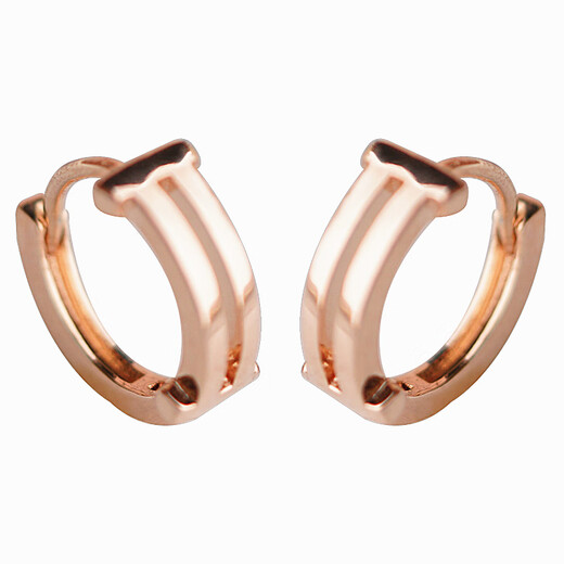 DL 1998 Fat Donglai same style 18k rose gold earrings, simple style, small earrings plated with mini circles, niche design, fashionable, rose gold, striped style 1 pair