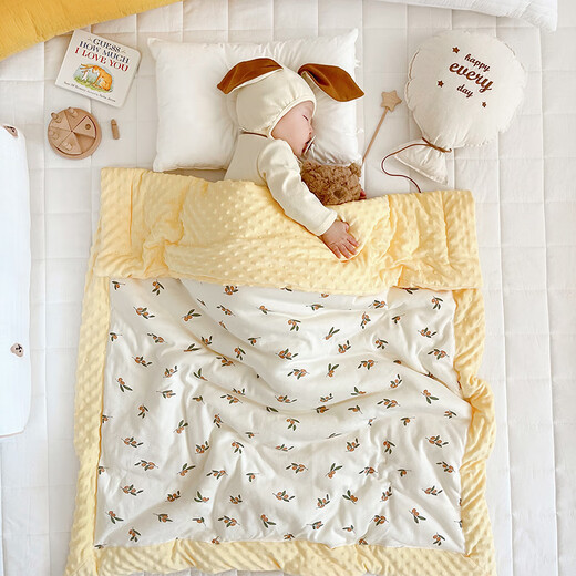 Huaiyin Baby Quilt Autumn and Winter Beanie Quilt Baby Pure Cotton Season Thickened Quilt Children's Spring and Autumn Cover Blanket Kindergarten Blanket Little Bear Head Beanie Quilt 120x100cm