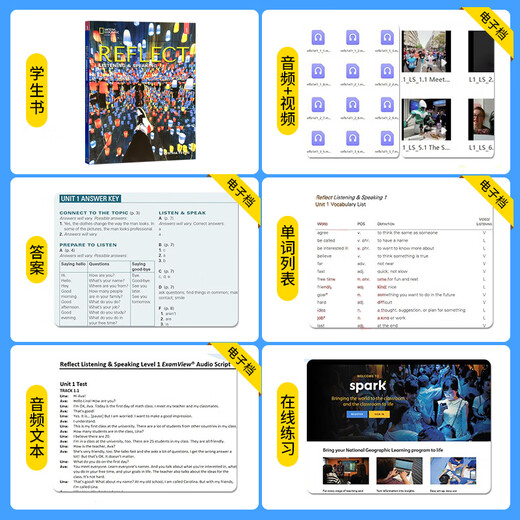 Genuine National Geographic Junior and High School Listening, Speaking, Reading and Writing Training Textbook Reflect Image English Level 123456 Listening, Speaking, Reading, Writing, and Writing, including online account Level 1 (listening, speaking) International Version