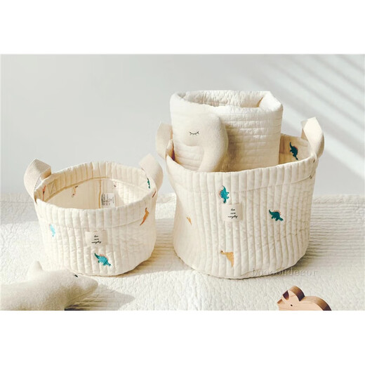 Fabric cartoon storage basket Nordic ins style cartoon cotton baby diapers clothes storage basket children's toys, large cherry sorting bag 22x28cm