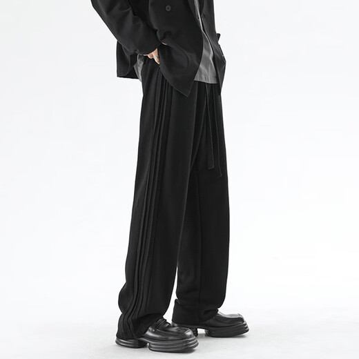 Dingfengbaoluo Casual Hosen Herren Frühling und Sommer Trendy Marke Lose gerade und vielseitige atmungsaktive sportlange Hosen 9789 Schwarz S