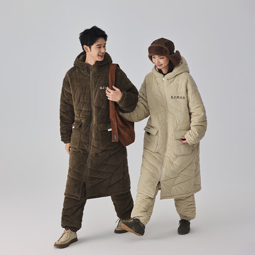 Kiss Cat Winter Australian Plush Quilted Couple Pajamas Women's Long Three-Layer Thickened Men's Suit Home Clothing Outerwear 7013 Green Women's XL