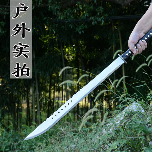 德渊龙l泉一体猛l钢唐i横刀剑社会刀具防身长款户外大刀冷兵i器未开刃 金色长款高锰钢材质XH3879TY