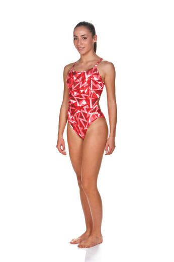 Arena Women's Challenge Back One-piece Swimsuit Polyester Material Sleeveless Design Professional Training Fluorescent Red 26