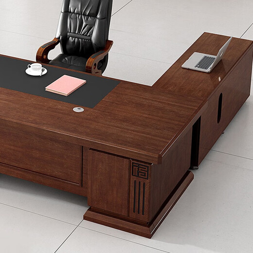 Lanran boss desk solid wood veneer desk president desk high-end paint executive desk 2000*1000mm including side cabinets