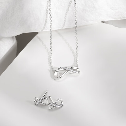 PANDORA Shining Eternity Symbol Earrings 925 Silver Infinity Symbol Fashionable and Versatile Birthday Gift for Girlfriend