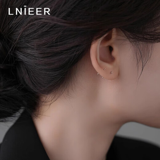 LnieerF136 medical titanium alloy ear sticks, earrings, women's ear piercing earrings, ear bone nails, men's mini invisible anti-blocking needle earrings, 2 pairs, 10mm ear sticks, titanium alloy