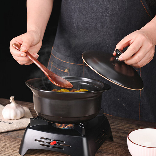 Clay pot king casserole pot small hot pot special alcohol stove base solid fuel dry pot stove household windproof outdoor solid alcohol block + alcohol stove black 19cm