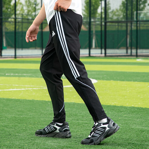阿迪达斯（adidas）裤子男裤 夏季新款梭织快干运动裤透气休闲黑色束脚裤长裤 IB5012 M
