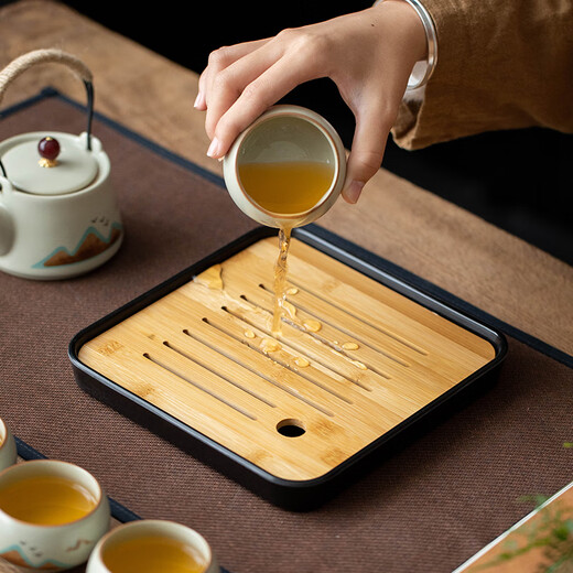 Simitang Ru Kiln Tea Set Portable Travel Complete Kung Fu Tea Set with Tea Tray Home Office Gifts Accompanying Gifts