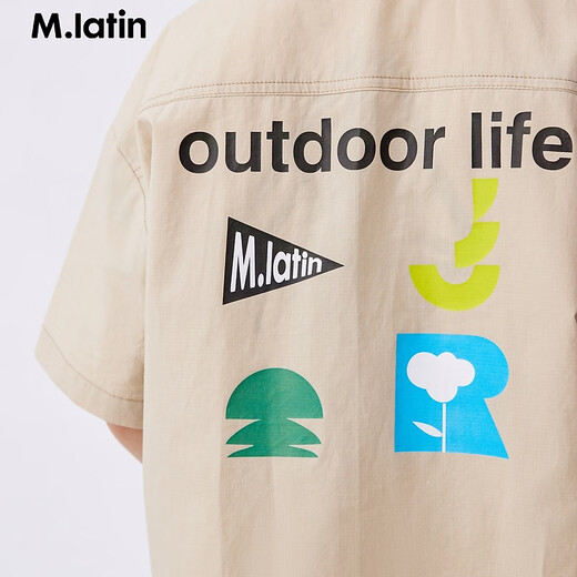 Ma Latin (M.Latin)/children's clothing children's shirt summer new style boys and girls small square collar design style short-sleeved shirt oatmeal color 110