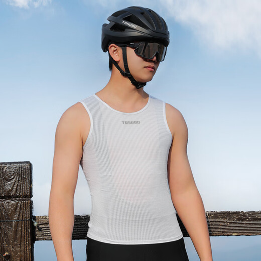 Captain Tas sweatshirt quick-drying sweat-absorbent vest cycling underwear men's road mountain bike cycling clothing bottoming shirt pure white vest S