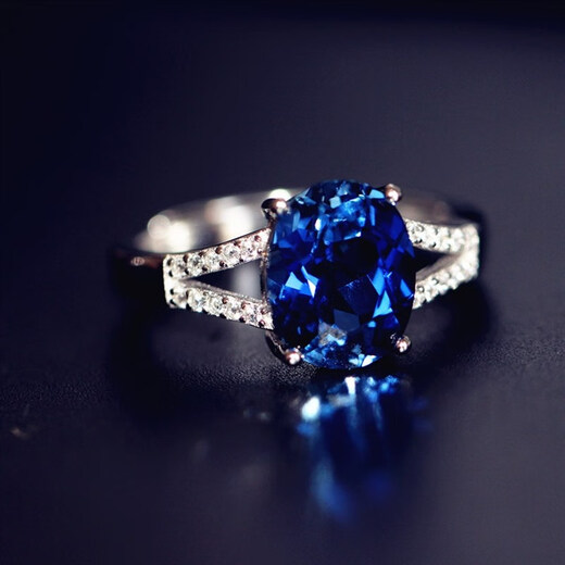 ECK925 Herringbone Natural Tanzanite Sapphire Ring Women's Ring Hand-Inlaid Ring Women's Main Stone 8X10mm Living Ring