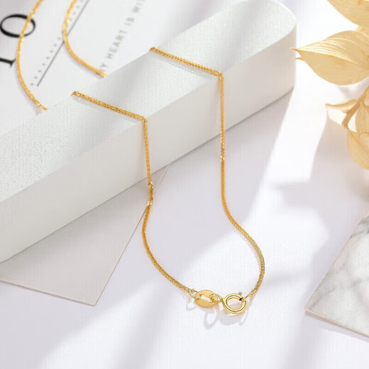 Chao Acer Chopin chain 18K gold necklace colored gold plain chain women's gold chain for girlfriend birthday gift yellow K about 42cm