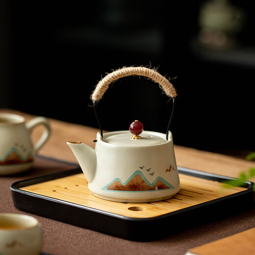 Simitang Ru Kiln Tea Set Portable Travel Complete Kung Fu Tea Set with Tea Tray Home Office Gifts Accompanying Gifts