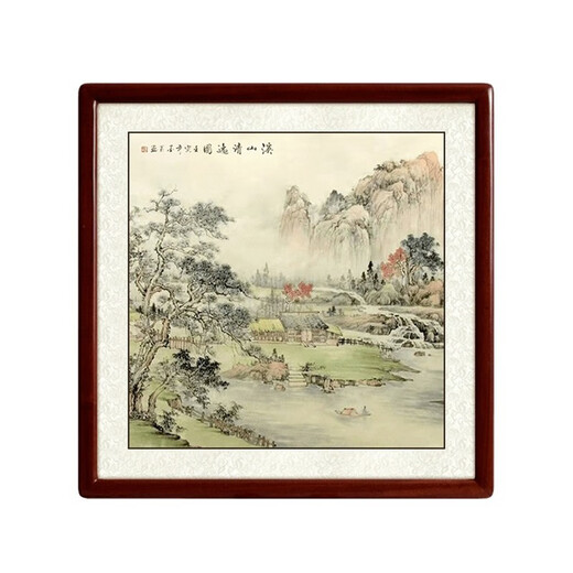 Zhao's Hengxi (ZONLOLV) Chinese ink painting master's pure hand-painted authentic landscape painting collection of water bloom hanging painting restaurant entrance decorative painting thousands of miles of rivers and mountains map feather ink with frame 65cm*65cm