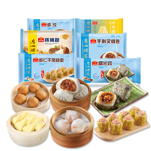 Guangzhou Restaurant Likou Fu Quick Frozen Dim Sum Combination 1435g Cantonese Morning Tea Restaurant Tea House Dim Sum Afternoon Tea contains shrimp dumplings and glutinous rice chicken