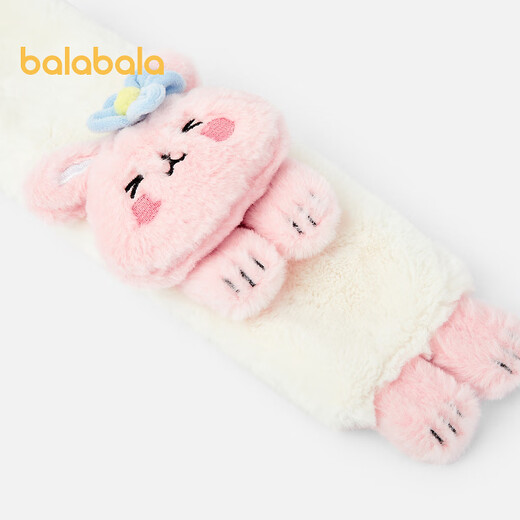 Balabala Children's Scarf Girls Winter Warm Plush Scarf Comfortable Rabbit Doll Style Cute and Cute White Tone 00311 110cm