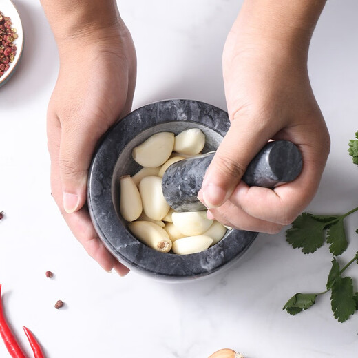 Baijie marble garlic pounder stone mortar garlic mortar garlic mashed artifact manual garlic press garlic masher jar garlic masher handmade large marble