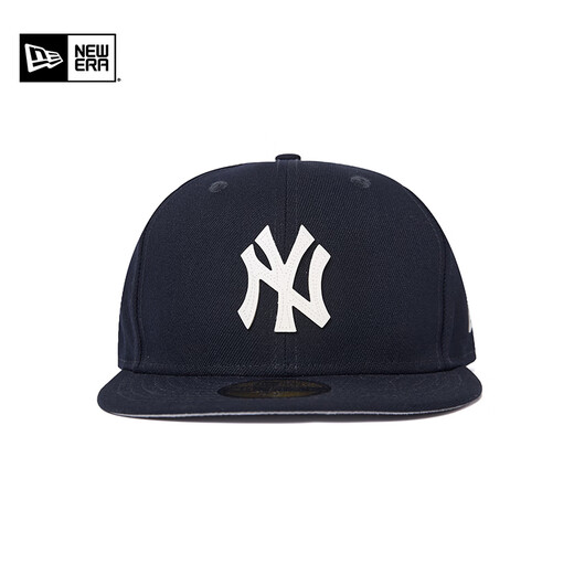 NEW ERA【七夕礼物】纽亦华MLB棒球帽男女情侣NY皮制LOGO平檐全封帽5950 13793091-黑色 纽约洋基队 738 58cm