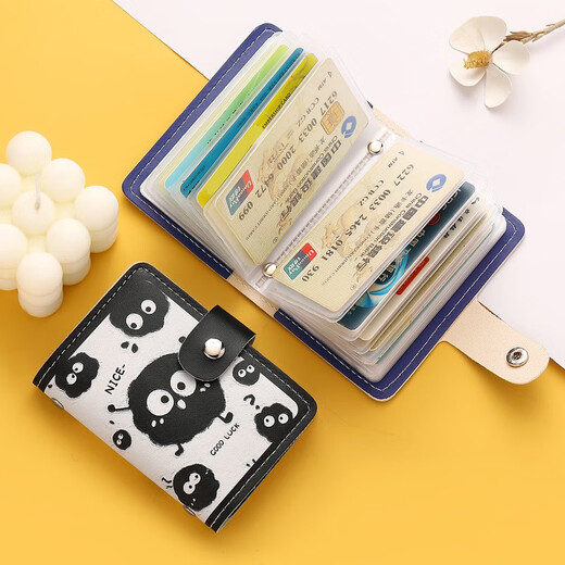 Maiweini Trendy Kartenbeutel Cartoon Nette Persönlichkeit Multi-Kartenposition Ultra-dünn Anti-Demagnetisierung kleiner Bankkartenhalter Student ID Ordner Buntes Monster [20 Karten + 2 ID-Karten] 22 Teile