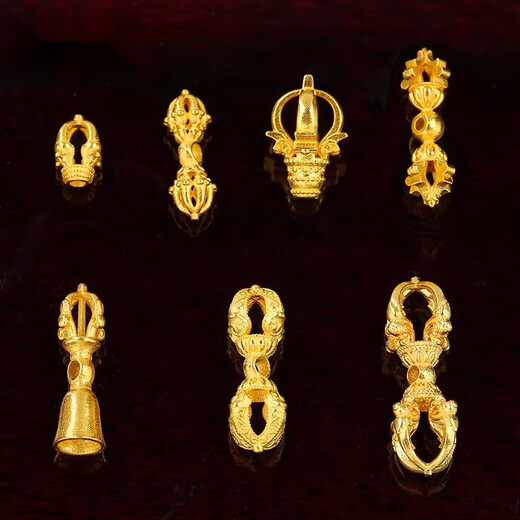 Tan Jin 18k gold handmade steel pestle instrument disciple bead pendant lift back cloud diy dzi bead necklace accessories each (No. XGZ197)