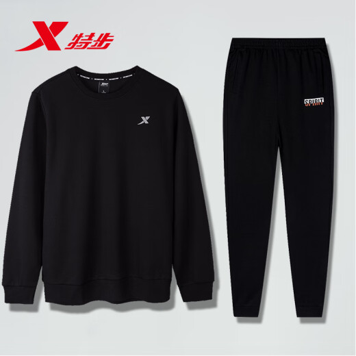 XTEP Sports Set Herren Sommer Casual Sportswear Sommer Running Pullover zweiteiliger Pullover 9277+Black 175/L