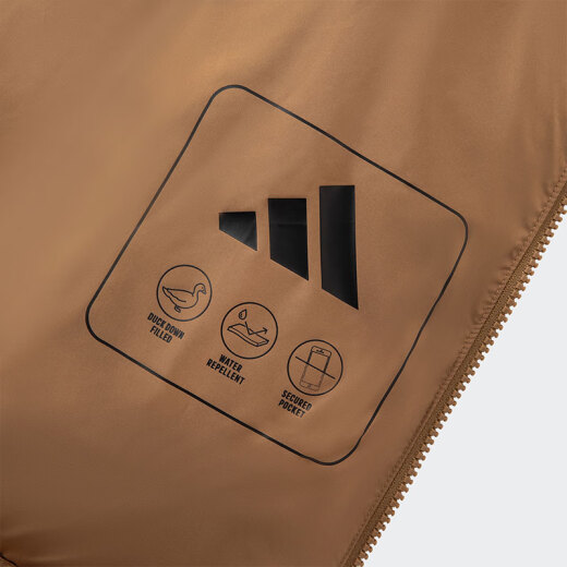 阿迪达斯 （adidas）男服 PUFFY DOWN JKT 暖芯科技保暖600蓬连帽鸭绒面包羽绒服 JV6189/沙漠棕-御寒保暖 600蓬 S (175)