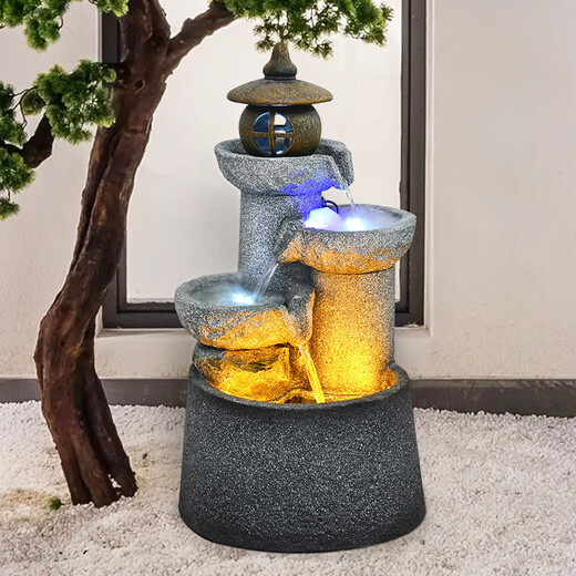 奈源庭院花园假山流水喷泉摆件循环水落地中式田园玄关阳台养鱼池造景 6627【40*42*73】