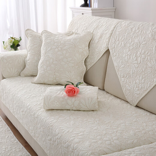Nabefi full cotton sofa cushion four seasons universal fabric non-slip solid wood seat cushion simple modern leather sofa cover backrest turban beige back grid 70*702 pieces