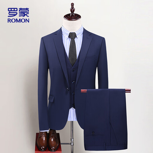 Luo Meng suit suit men's professional formal wear business groomsmen groom wedding dress men's ZH2319 blue 175