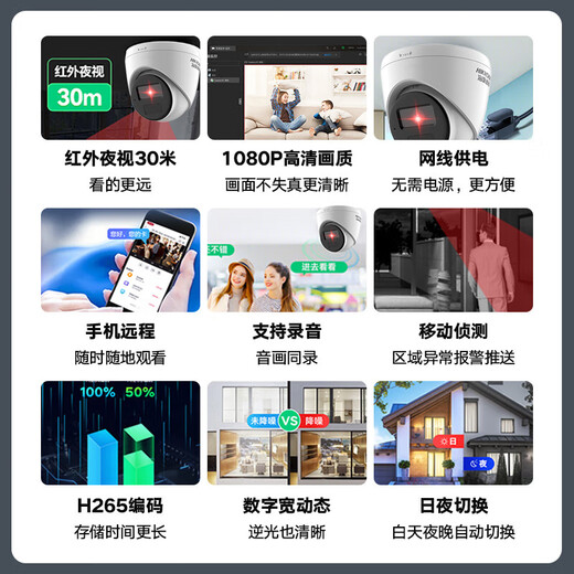 Hikvision Surveillance Camera 2 миллиона в помещении и наружном мониторе Supermarket Store Инфракрасное ночное видение 30 метров может записывать телефон удаленный T12HV3-IA 4 мм